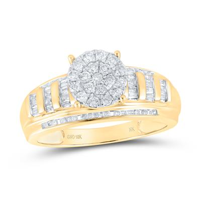 10k Yellow Gold Round Diamond Cluster Bridal Engagement Nicoles Dream