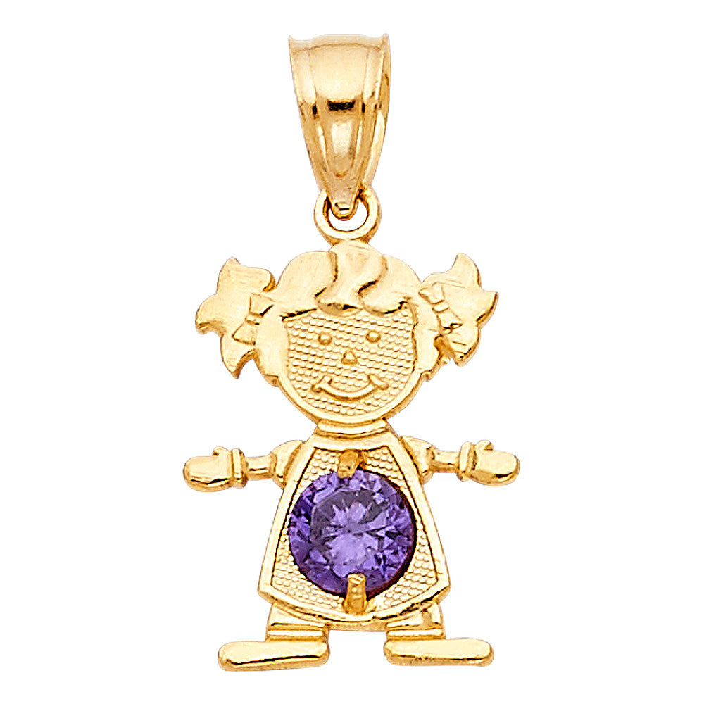 10KT GIRL FEBRUARY CHARM FOR MOM