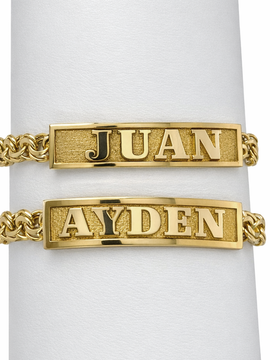 10KT Gold Chino Link Baby Bracelet with FREE Name – 4mm, 4.5” (Tejido Chino)