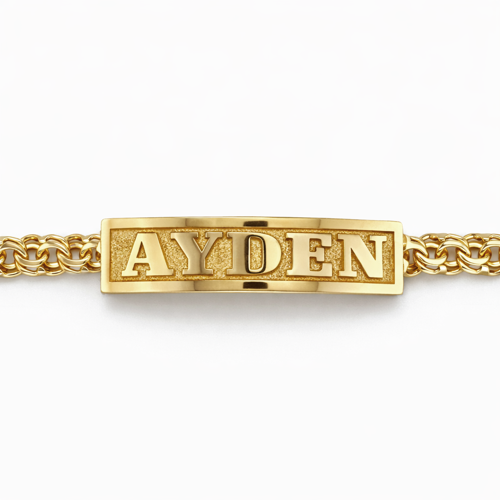 10KT Gold Chino Link Bracelet with FREE Name – 5mm, 5” (Tejido Chino)