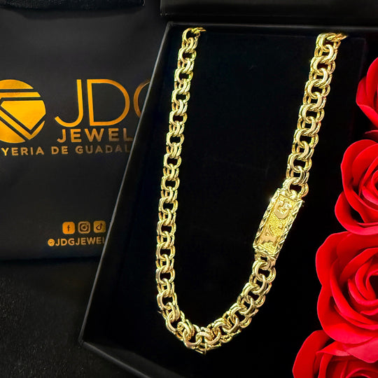 10KT Solid Gold 8MM Chino Link Chain for Women – 18 Inches (Free Engraving)