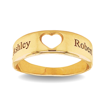 10KT Gold You Stole My Heart Ring with Names Engraved