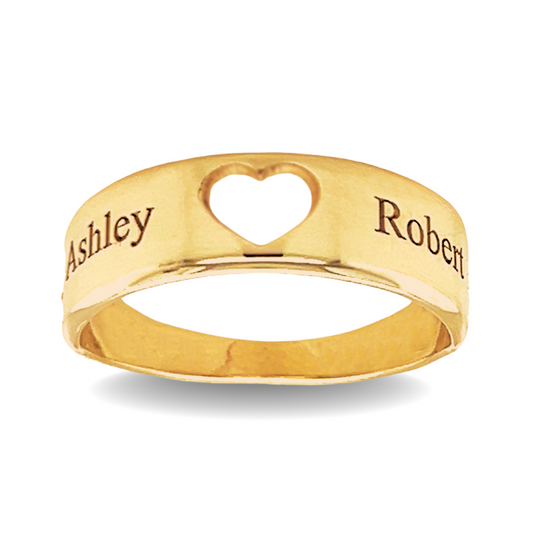 10KT Gold You Stole My Heart Ring with Names Engraved