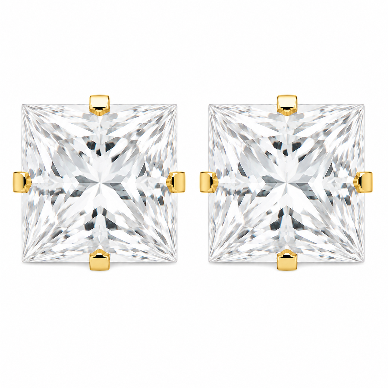 10KT Gold Men's 9MM CZ Stud Earring With Butterfly Screw Back