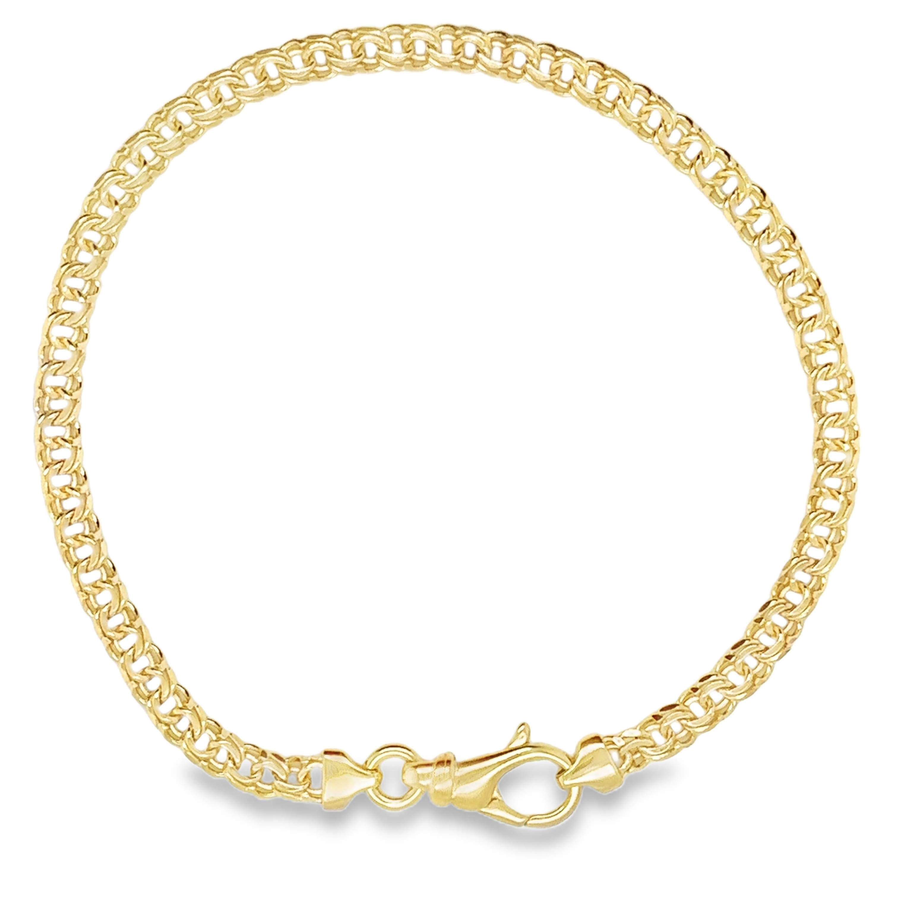 10KT Yellow Gold 3.5mm Solid Chino Link Bracelet 8" Long Lobster Clasp