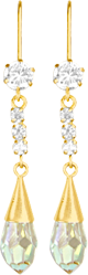 10KT Gold Hanging CZ Earrings with Teardrop