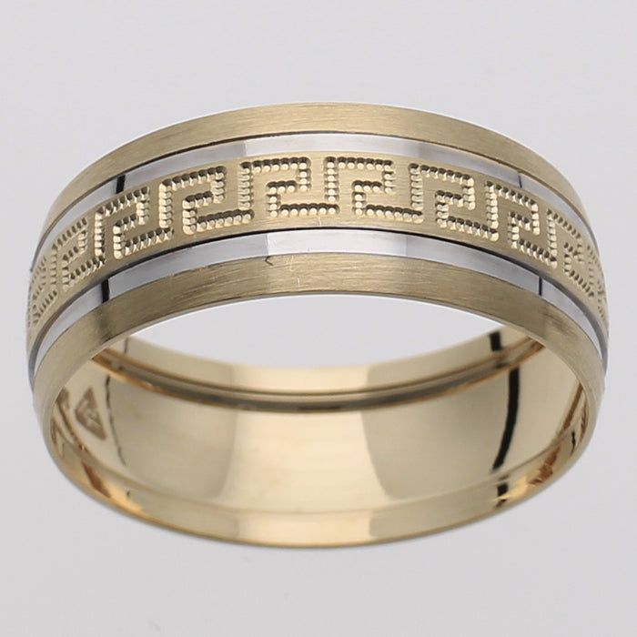 10KT Yellow Gold 8MM Greek Key Wedding Band