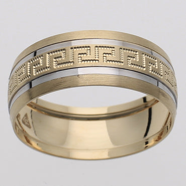 10KT Yellow Gold 8MM Greek Key Wedding Band