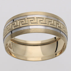 10KT Yellow Gold 8MM Greek Key Wedding Band