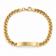 10KT Gold 3.5MM Chino Baby Bracelet with ID 5.9IN, Lobster Clasp FREE