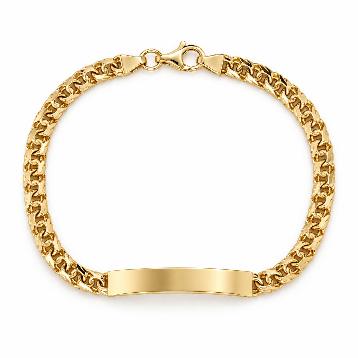 10KT Gold 3.5MM Chino Baby Bracelet with ID 5.9IN, Lobster Clasp FREE