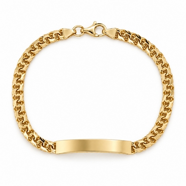 10KT Gold 3.5MM Chino Baby Bracelet with ID 5.9IN, Lobster Clasp FREE
