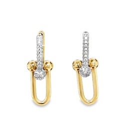 10KT Gold U-Shaped Paperclip Danling Earrings with CZ