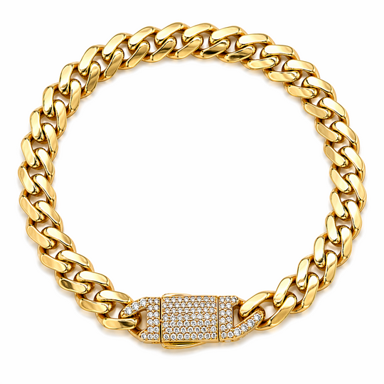 10KT Yellow Gold 7mm Miami Cuban Monaco Bracelet 7