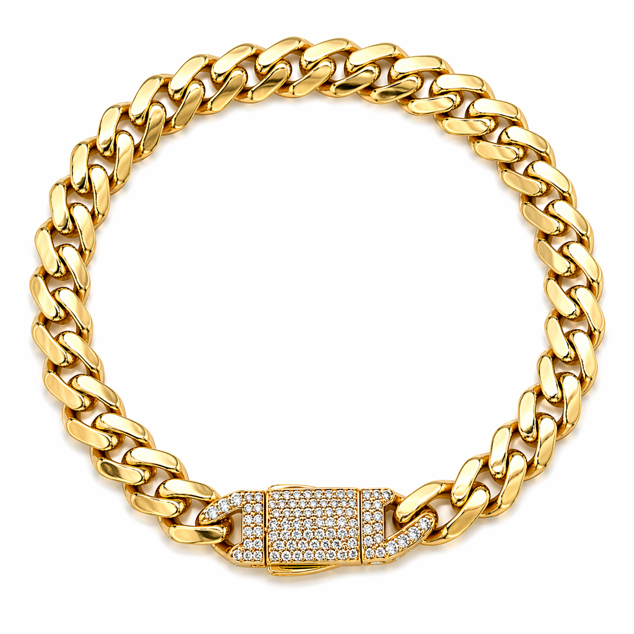 10KT Yellow Gold 7mm Miami Cuban Monaco Bracelet 7"