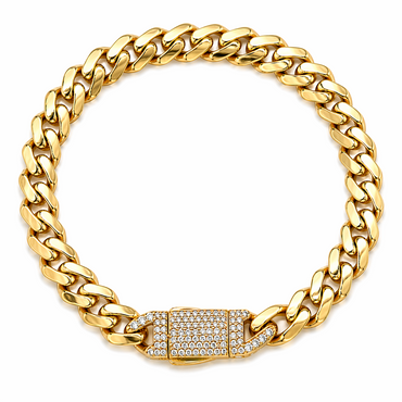 10KT Yellow Gold 7mm Miami Cuban Monaco Bracelet 7