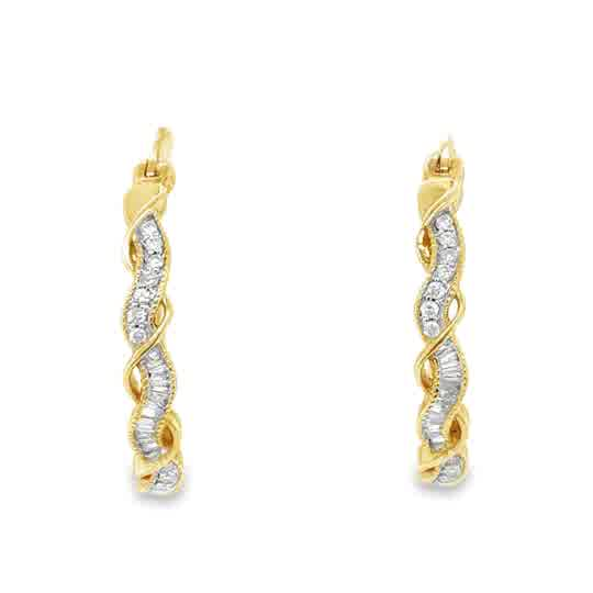 10KT 0.21CT DIAMOND HOOP EARRINGS