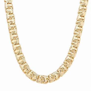 10KT Gold 7MM Chino Bar Chain with Greek Border 24 Inches (Free Engrav