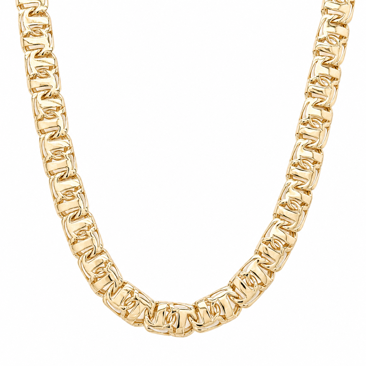 10KT Gold 7MM Chino Bar Chain with Greek Border 20 Inches (Free Engrav