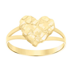 10kt Yellow Gold Womens Nugget Heart Ring