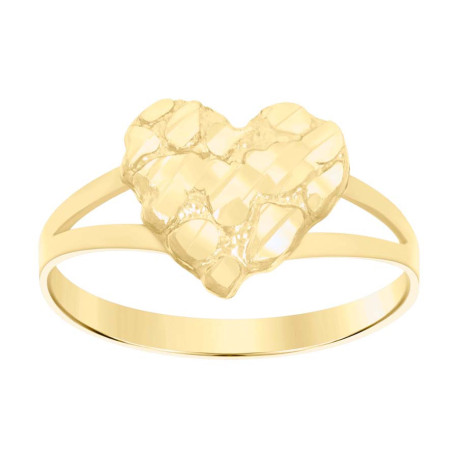 10kt Yellow Gold Womens Nugget Heart Ring
