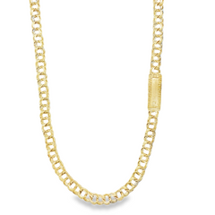 10KT Gold 5MM Chino Link Chain with Greek Border 16 Inches FREE ENGRAVING
