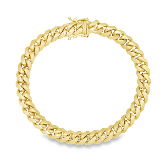 10KT Yellow Gold 8mm Solid Miami Cuban Bracelet 8