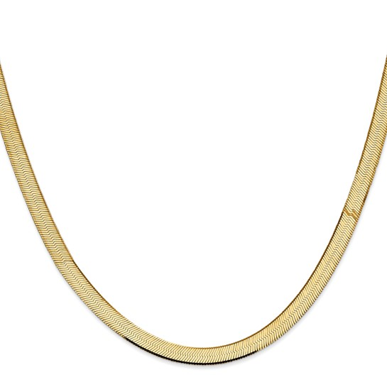 10KT Gold 6MM Silky Herringbone Chain 18 Inches