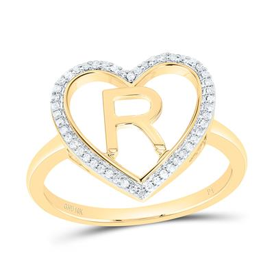 1/10CTW-NAT DIA P1 GIFT INITIAL "R" LADIES HEART RING