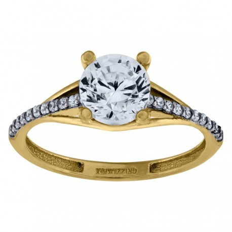 10kt Two-Tone Gold Womens Round Cubic Zirconia Engagement Ring