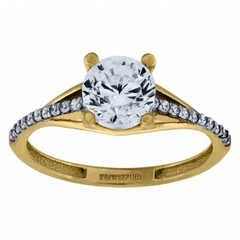 10kt Two-Tone Gold Womens Round Cubic Zirconia Engagement Ring