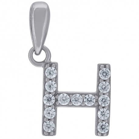925 Sterling Silver Cubic-Zirconia Initial H Charm Pendant