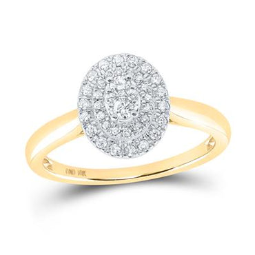 10K YELLOW GOLD ROUND DIAMOND OVAL RING 1/3 CTTW