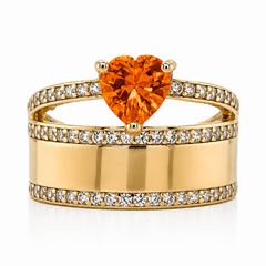 10KT Gold Heart Engagement Ring with Wide Band FREE ENGRAVING