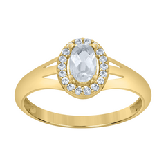 10kt Yellow Gold Womens Round Oval White Cubic-Zirconia Oval Birthston