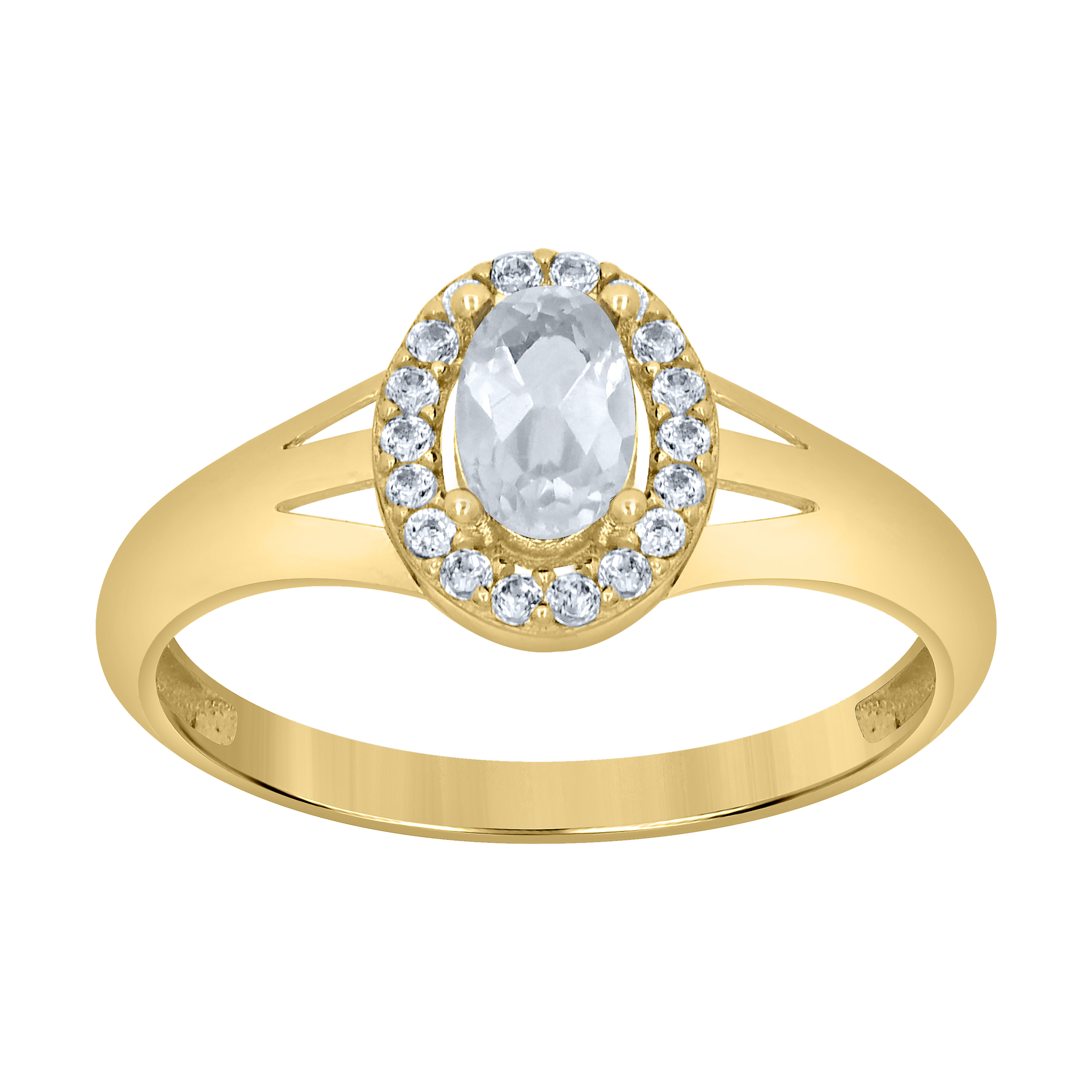 10kt Yellow Gold Womens Round Oval White Cubic-Zirconia Oval Birthston