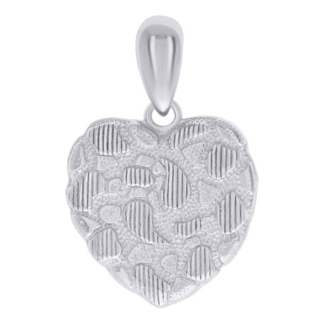 925 Sterling Silver Womens Nugget Heart Charm Pendant