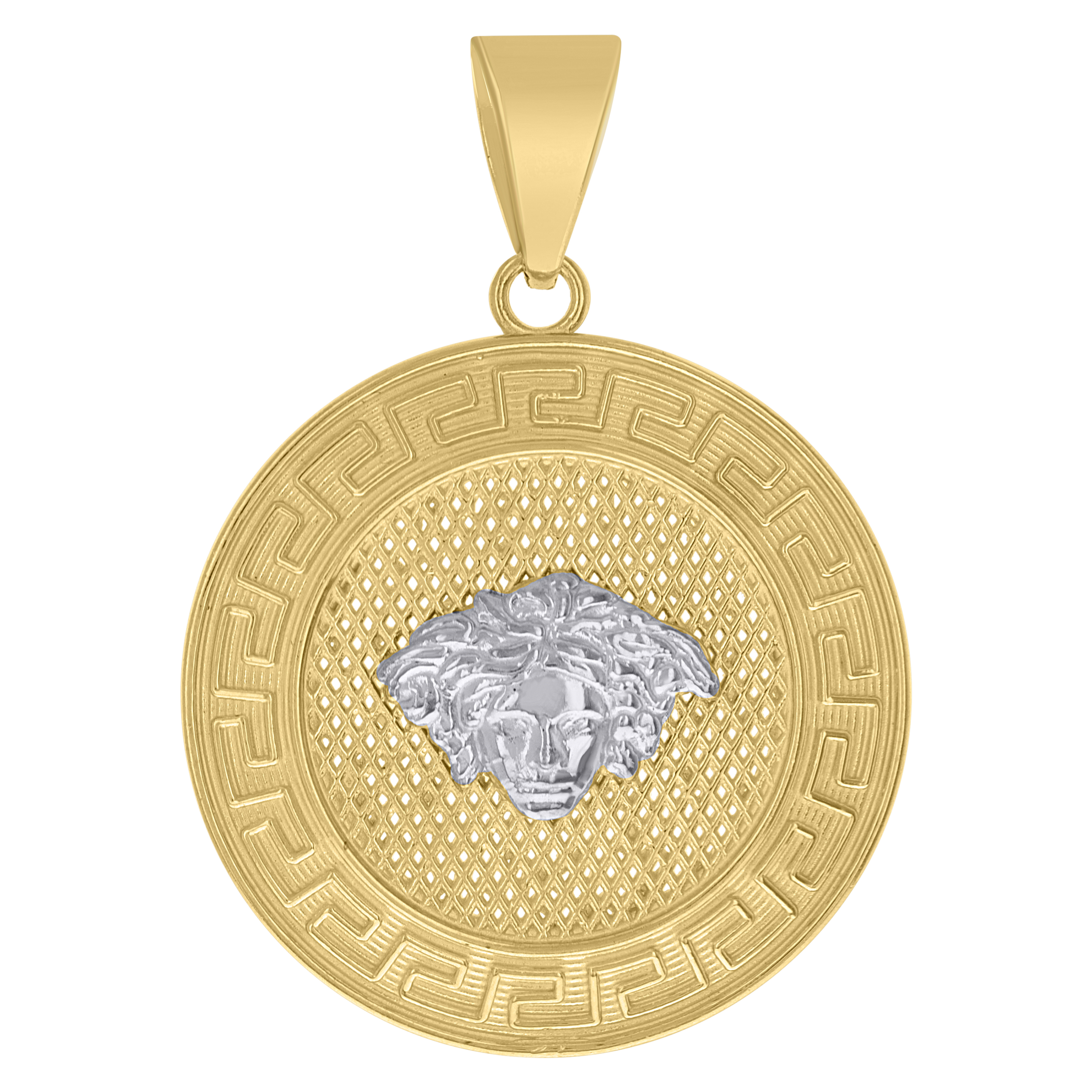 10kt Two-tone Gold Medusa Fashion Charm Pendant 32MM with Bail