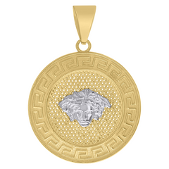 10kt Two-tone Gold Medusa Fashion Charm Pendant 32MM with Bail