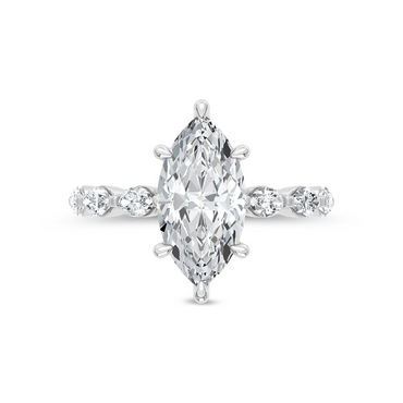 14K White Gold Lab Grown Diamond 4 CTTW Marquise Shape Engagement Ring