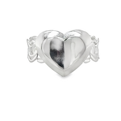 Sterling Silver Chino Link Heart Ring Size 5 FREE Engraving