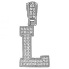 925 Sterling Silver Unisex Cubic-Zirconia Initial Letter L Charm Pendant