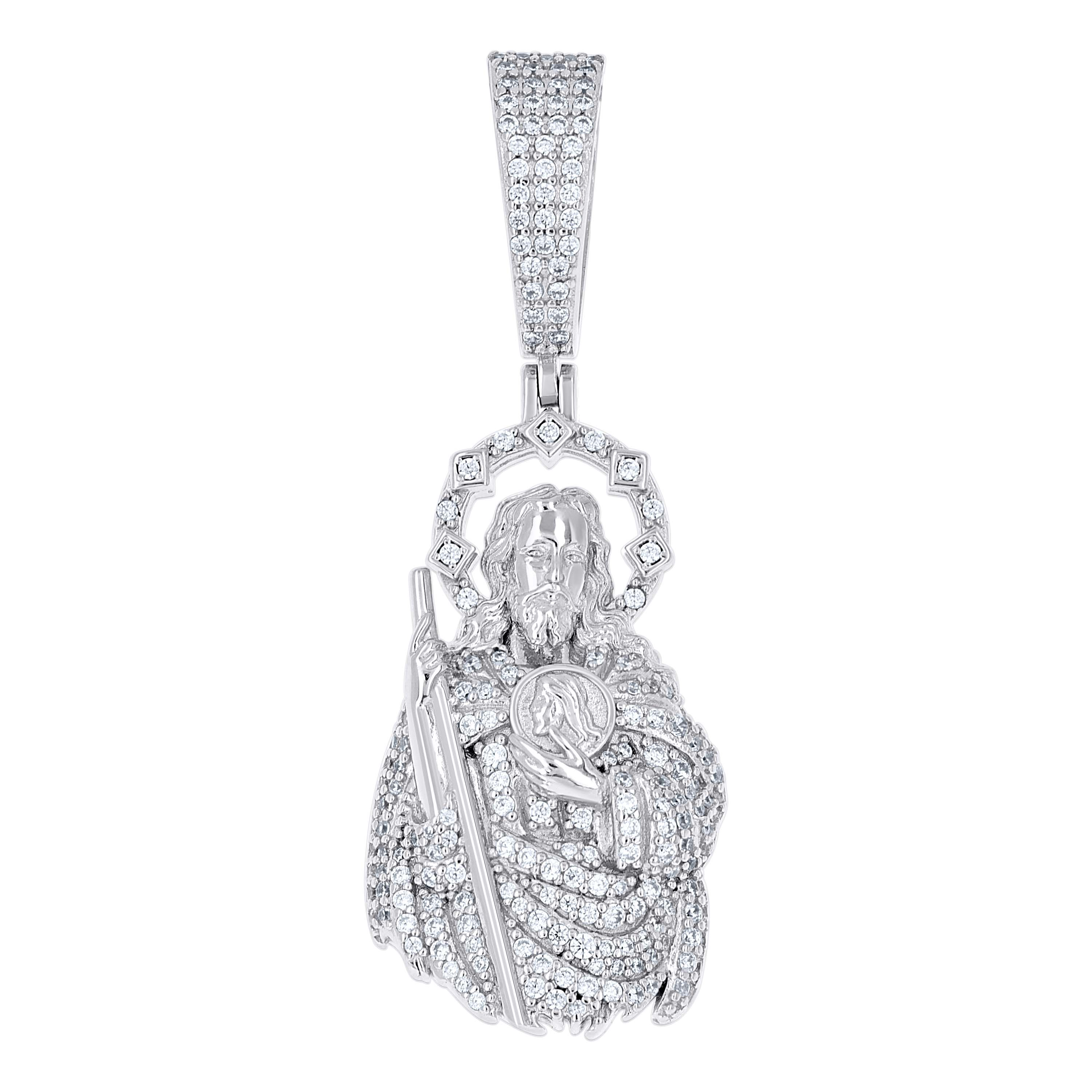 925 Sterling Silver Unisex Cubic-Zirconia St. Jude Saint San Judas Rel