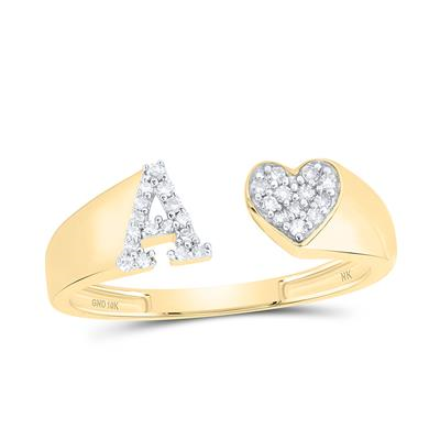 1/10CTW-DIAMOND  INITIAL "A" LADIES HEART RING