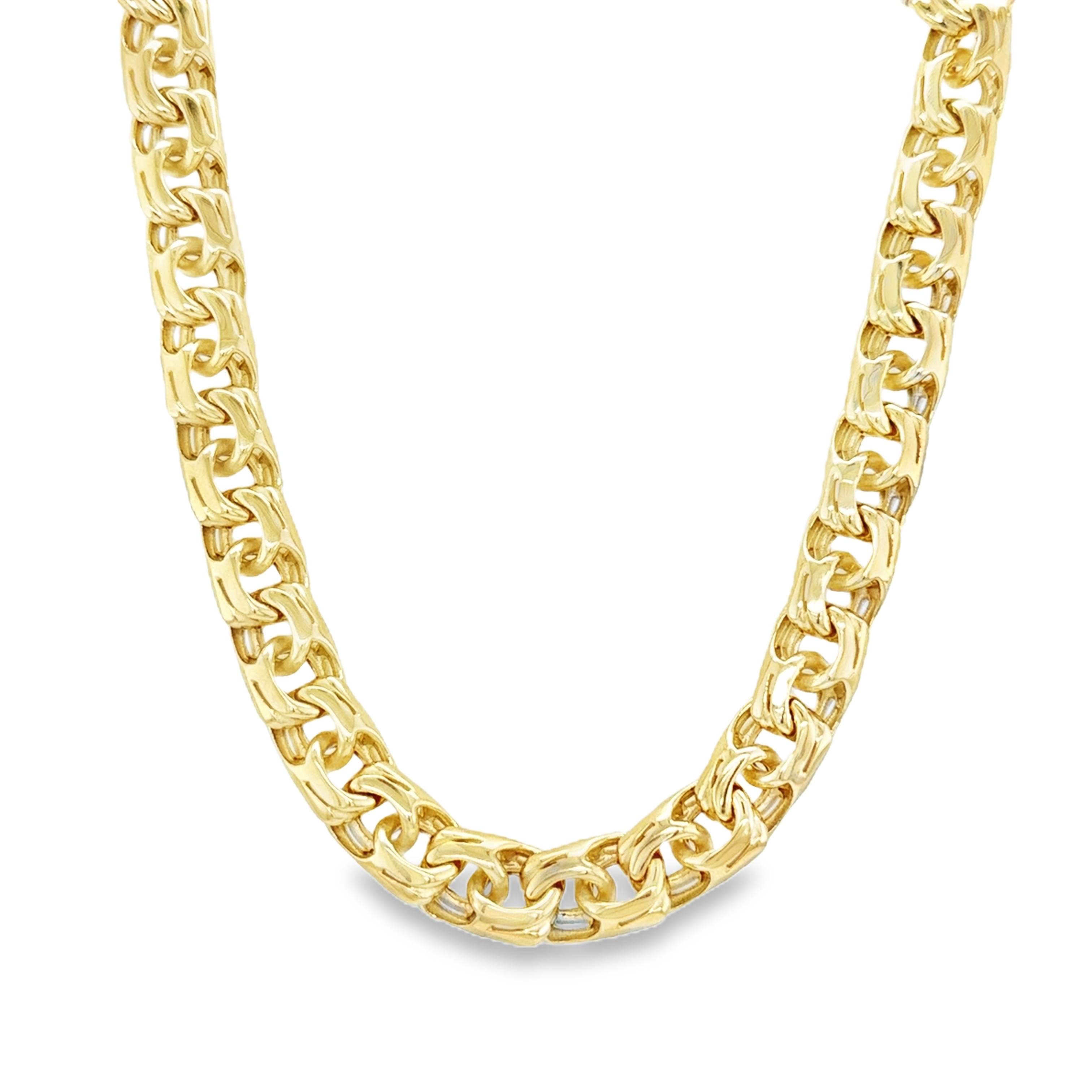 10KT Yellow Gold 10MM Monaco Chino Link Chain 24 inches