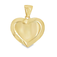 10KT Yellow Gold 17MM Heart Pendant FREE ENGRAVING