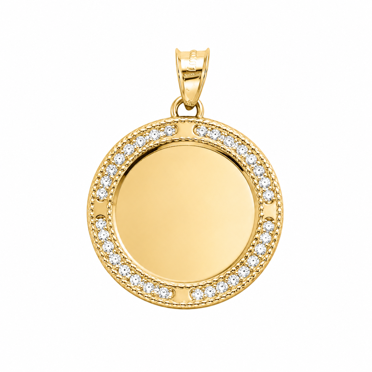 10KT Gold 20MM Plain Medalla Free Engraving (Photo, Name, Initials, Et