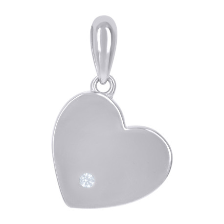 925 Sterling Silver Womens Cubic-Zirconia Heart Charm Pendant
