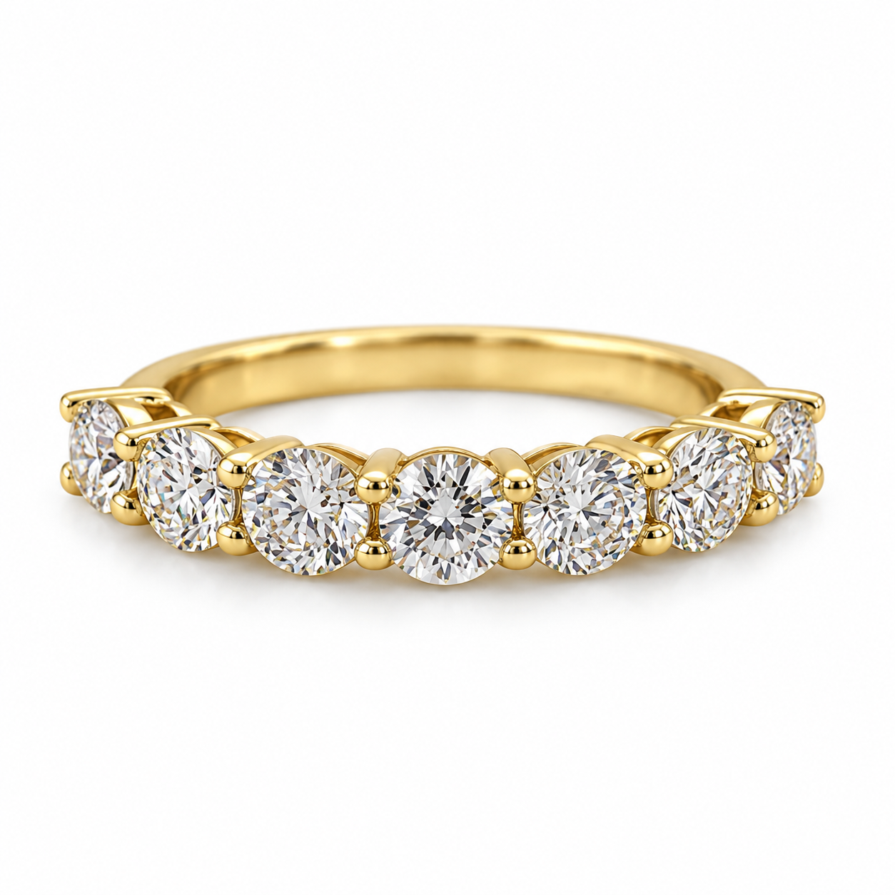 14KT Yellow Gold 1.7CTTW Lab-Created Round Wedding Band (Not Certified