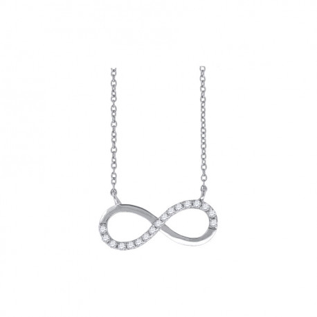 925 Sterling Silver Womens Round Cubic Zirconia Infinity Pendant Fashion Necklace